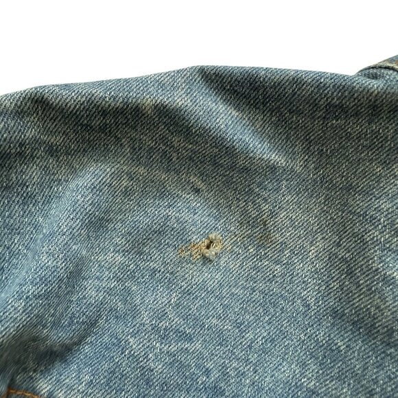 VTG MVP Cor Inc MILLER LITE Blue Denim Jean Jacket Distressed Men's Size Large - Picture 15 of 16